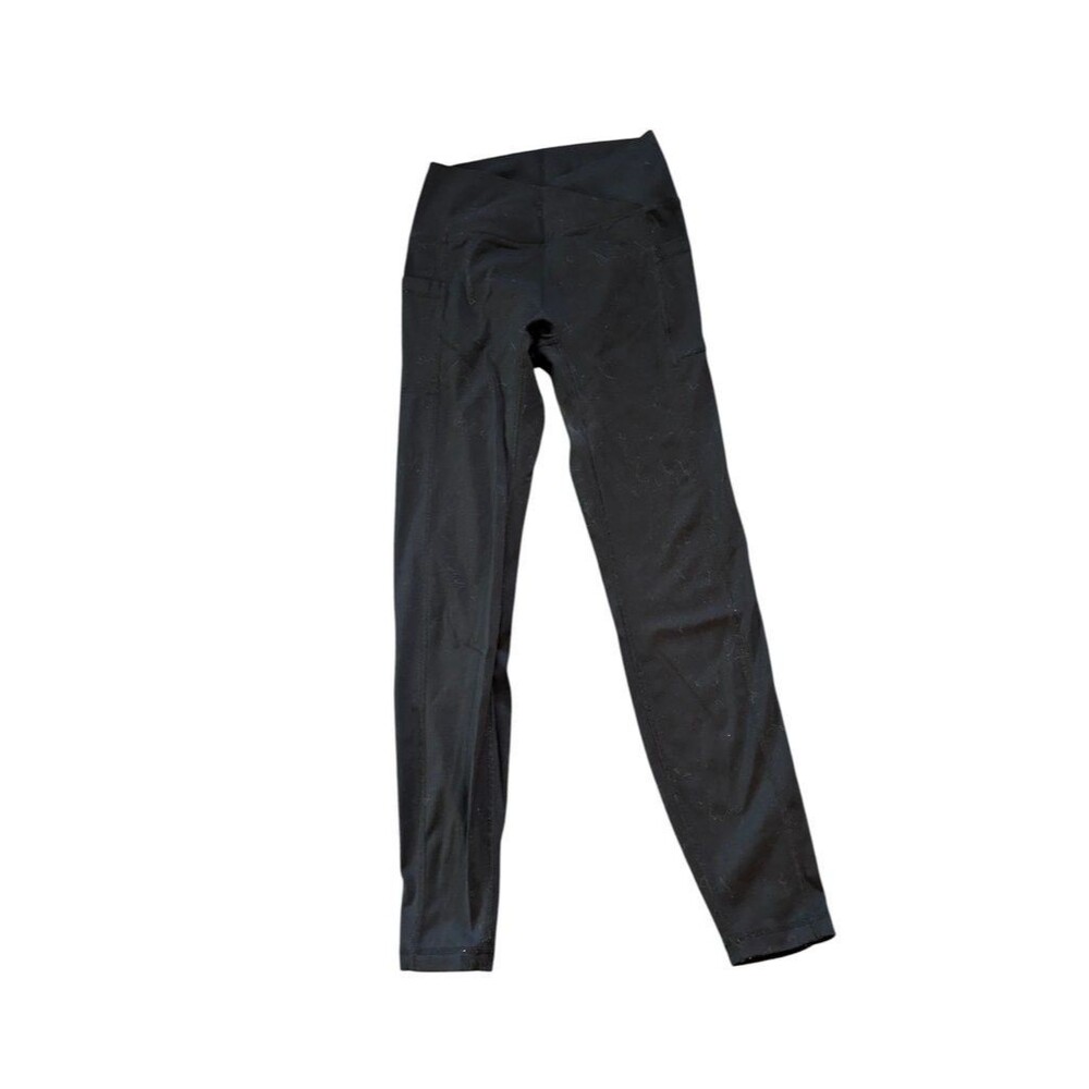 High Waist Black Crossover Pocket Leggings - Women's Activewear